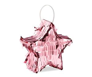 Relaxdays Pignatta Stella, Mini Piñata da Appendere, Gioco Bambini, Compleanni, da Riempire, HLP 12 x 12 x 4 cm, Rosa, Cartone