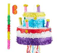 Pignatta torta e accessori Pentolaccia colorata Gioco di compleanno 32 cm