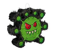 Relaxdays Pignatta Virus, Piñata Vuota da Appendere e Riempire, Gioco da Festa Compleanno, Bambini e Adulti, Verde Nero, Cartone, 31 x 35 x 10 cm