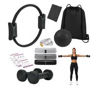 Relaxdays Pilates, 11pz, col. | Anello, palla, 4 elastici, 2 pesi, borsa, pompa, metro, Pilates