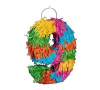 Relaxdays Pinata 9" Pignatta Numero 9, Mini Piñata da Appendere, Gioco Bambini, Compleanni, da Riempire, 20 x 15 x 4 cm, Colorata, Carta