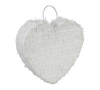 Relaxdays Pinata, a forma di cuore, per bambini e adulti, JGA e matrimonio, da riempire, HxLxP 24 x 25 x 7,5 cm, pignatta montata, bianca, 1 pezzo