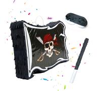 Relaxdays Pinata bandiera pirata, asta e maschera