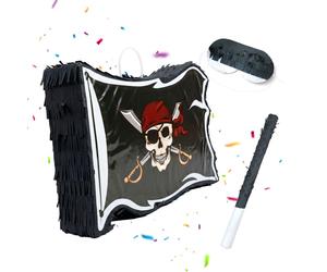 Relaxdays Pinata bandiera pirata, asta e maschera