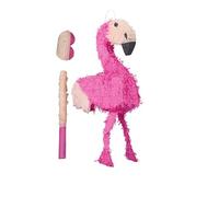 Relaxdays Pinata Flamingo con Bastone e Maschera, da riempire, 80x40x14 cm, Rosa