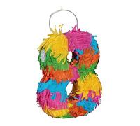 Relaxdays Pinata Pignatta Numero 8, Mini Piñata da Appendere, Gioco Bambini, Compleanni, da Riempire 20,5x15,5x4,5 cm, Colorata, Cartone