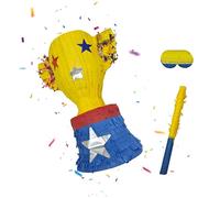Relaxdays Pinata Trofeo, con bastone e maschera, da appendere, per bambini, compleanno, HBT: 38x30,5x19 cm, colorata