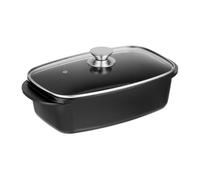 Relaxdays Pirofila da Forno con Coperchio, Teglia 5 L, in Alluminio Rivestito, per Piano Cottura Elettrico e Gas, Nero, 16 x 39,5 x 22 cm