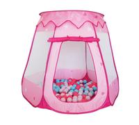Relaxdays Vasca da Bagno con 100 Palline, Altezza x Larghezza x profondità: 95 x 118 x 118 cm, Pop up, Rettangolare, per Bambini, Rosa