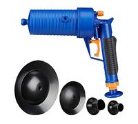 Relaxdays Pistola ad Aria Compresa, per Scarichi Intasati, Bagno & Cucina, 4 Inserti, Valvola di Sovrappressione, Blu