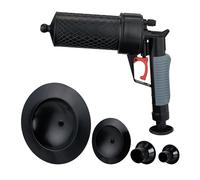 Relaxdays Pistola Sturalavandini ad Aria Compresa, Stura Lavandini e Scarichi, 4 Inserti, Pompa Sturatubi e Water, Nero