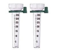 Relaxdays Pluviometro, in Set da 2 con Supporto, Misuratore Pioggia da Giardino Quadrante 35 mm/m² Plastica, Trasparente, 24.5 x 10.5 x 8.5 cm