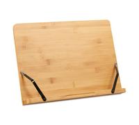 Relaxdays Reggilibri, Supporto in bambù per Ricettari, Regolabile, 6 Livelli, Pieghevole, 24x34x21 cm, Legno Naturale, Plastica