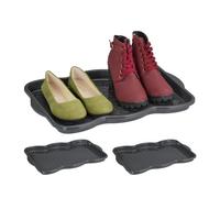 Relaxdays Poggiascarpe, Set da 3 Vaschette per Scarpe Bagnate, per Corridoio, Armadio, Auto, 3 x 48 x 34 cm, Grigio