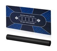 Relaxdays Pokermatte 120 x 60 cm Texas Hold'em, Antiscivolo, Impermeabile, Tappeto da Poker con Manicotto, 10 Giocatori, Blu, 60% Poliestere 40% Gomma