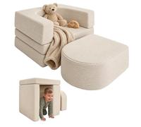 Relaxdays Poltrona modulare per bambini, set da 4, blocchi imbottiti, beige