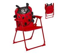 Relaxdays Poltroncina Pieghevole da Campeggio per Bambini, Sedia da Pesca per Esterni, Portatile, Spiaggia, Coccinella