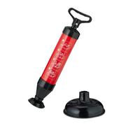 Relaxdays Pompa Sturalavandini Aria Compressa, 2 Inserti per Il Bagno, Stura Scarichi Intasati per Lavandino, Nero Rosso, 42 x 15 x 15 cm