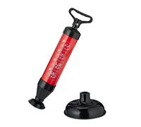 Relaxdays Pompa Sturalavandini Aria Compressa, 2 Inserti per Il Bagno, Stura Scarichi Intasati per Lavandino, Nero Rosso, 42 x 15 x 15 cm
