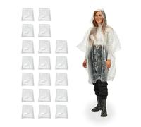 Relaxdays Poncho antipioggia usa e getta con cappuccio, set da 20 pezzi, poncho di emergenza per uomo e donna, colore a scelta