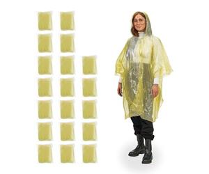 Relaxdays Poncho antipioggia usa e getta con cappuccio, set da 20 pezzi, poncho di emergenza per uomo e donna, colore a scelta