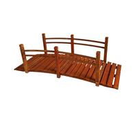 Relaxdays Ponte da Giardino con ringhiera in Abete, per laghetto, 58x185x72 cm, 200 kg, Arancione