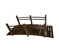 Relaxdays Ponte da Giardino in Abete con ringhiera, per Stagno, 58x185x72 cm, 200 kg, Marrone