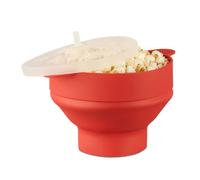 Relaxdays Popcorn Maker in Silicone da Microonde, Pop Corn Popper Pieghevole, Senza Olio, Ciotola Cuoci Pop-corn, Rosso