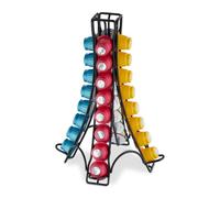 Relaxdays Porta Cialde Nespresso, Contenitore per 32 Capsule Macchinetta, Metallo, HLP 30 x 21,5 x 21,5 cm, Nero, Ferro