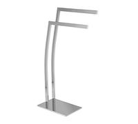 Relaxdays Porta Asciugamani WIMEDO, 80x32x20 cm ca., 2 Aste, Base Rettangolare, Decorazione, Acciaio Inox, Argento