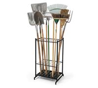 Relaxdays Porta Attrezzi da Giardino per 35 Attrezzi, Garage e Ripostiglio, Robusto, Compatto, Acciaio, Nero