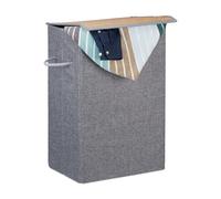 Relaxdays Cesto Porta Biancheria con Coperchio Avvolgibile, 2 Manici, 60 l, Rettangolare, HLP: 60x40x30 cm, Grigio
