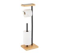 Relaxdays Portarrollos Papel Higiénico Portarotolo Carta igienica, per 3 Rotoli, con ripiano in bambù, Metallo, 66,5 x 21 x 17 cm, Bagno, Scelta, plastica, Ferro, Colore A Scegliere