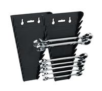 Relaxdays Porta Chiavi Inglesi Magnetico da Parete, Set da 2, 12 Supporti per Attrezzi e Cacciaviti, Nero, 6-24 mm