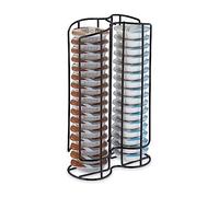 Relaxdays Porta Cialde Tipo Tassimo, Contenitore per 32 Capsule Macchinetta, Doppia Torre in Metallo, 29x18x8,5 cm, Nero, Ferro