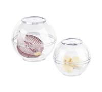 Relaxdays, trasparente Porta Cipolla, Set 2 Salvacipolla e Aglio, Contenitore Food Saver da Frigo, in Plastica,Ø 7 & 9 cm