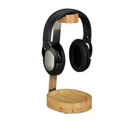 (TG. 29,60 x 12 x 15 cm) Relaxdays Porta, bambù, Metallo, Headset Headphone Sta