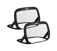 Relaxdays Porta da Calcio Pieghevole in Set da 2, Porticina Pop Up da Giardino Mini Rete per Bambini 77x122x83 cm, Nero Gioventù Unisex