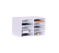 Relaxdays Vassoio Portadocumenti in bambù, A4, 10 Scomparti, Home Office, 31 x 49 x 31 cm, Organizer da scrivania, Bianco, 80%, 31 x 49 x 31 cm
