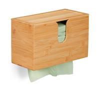 Relaxdays Distributore Asciugamani Carta da Parete, Salviette Formato H2, Dispenser Bagno 17 x 27 x 13 cm ca, Naturale, bambù