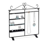 Relaxdays Espositore Gioielli da Donna da Appendere, Porta Collane, Bracciali & Orecchini da Tavolo, Design, Color, Nero