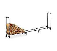 Relaxdays Porta Legna da Camino, Scaffale in Metallo Portalegna da Ardere, HxLxP: 122x370x38,5 cm, Grande, Esterni, Nero, Acciaio, 1 pz