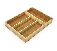 Relaxdays Porta Posate, Bambu´, Estensibile, 4 x 25 x 34 cm, con 4 Scomparti Co