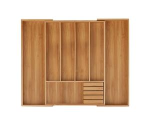 Relaxdays Porta posate estendibile in bambù