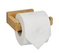 Relaxdays Porta Carta Igienica per Il Bagno, HLP: 4 x 14 x 9 cm, da Muro, Portarotolo da Parete bambù, Color Legno