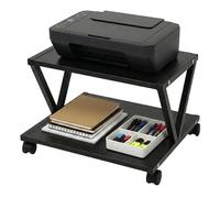 Relaxdays Porta Stampante con rotelle, 2 Ripiani, MDF e Metallo, Nero, 28 x 44 x 28 cm