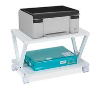 Relaxdays Porta Stampante da Scrivania, Supporto Organizer 2 Ripiani su Ruote, Portadocumenti, HLP 28x44x28,5 cm, Bianco