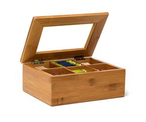 Relaxdays Porta tè in bambù a 6 e 8 scomparti