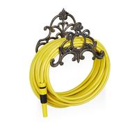 Relaxdays Portatubo da Giardino, Stile Antico, in Ghisa, Sella Porta Tubo da Parete, Vintage, 24x31,5x15 cm, Bronzo