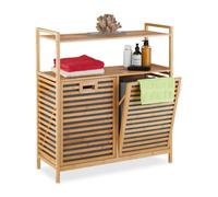 Relaxdays Portabiancheria in bambù con 2 cesti